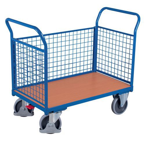 Carrello rivestito a griglia 500kg 2 sponde post+1sponda lat,