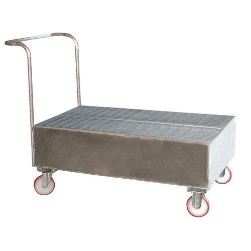 Carrello con vasca di ritenzione galvanizzato 2 fusti,