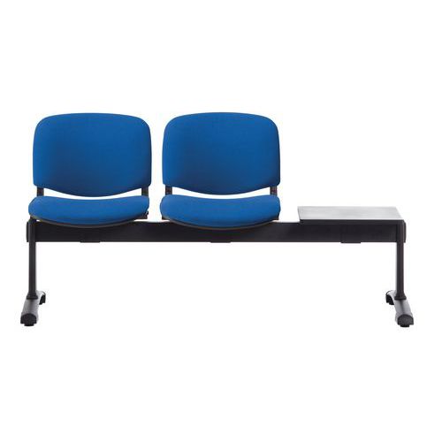 Panca in tessuto per sala d'at tesa 2 posti + ripiano, blu,