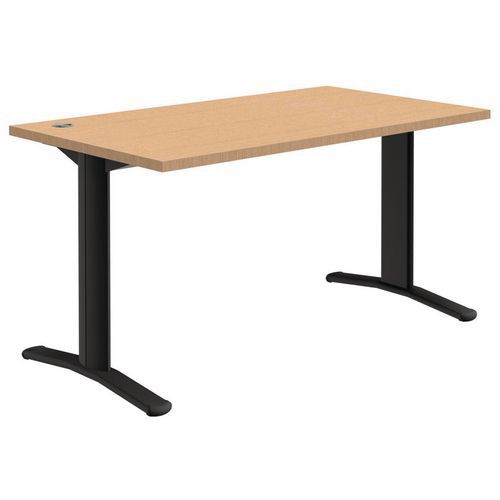 Scrivania dritta Adjust-T - Faggio/grigio scuro - Lunghezza 140 cm,