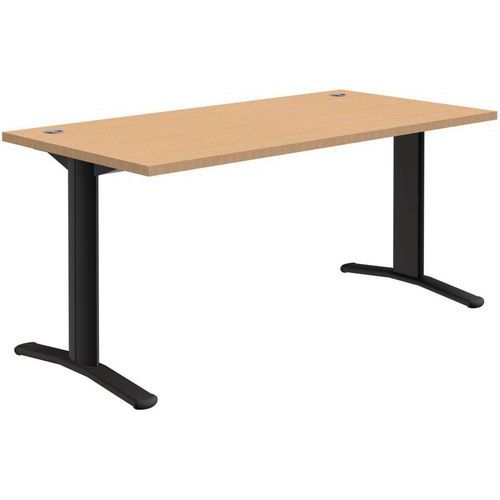 Scrivania dritta Adjust-T - Faggio/grigio scuro - Lunghezza 160 cm,