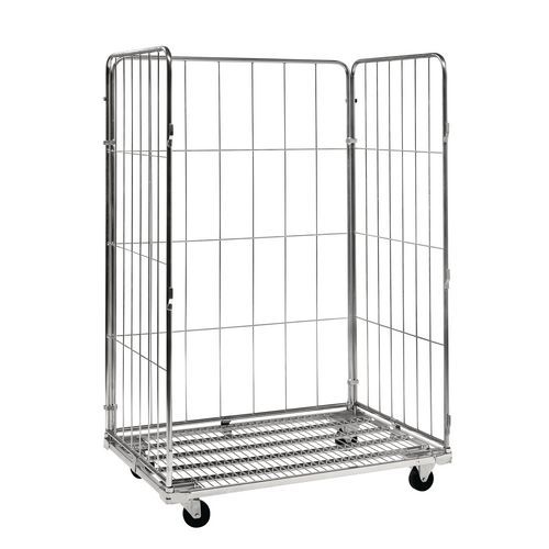 Roll-container in acciaio a 3 lati a griglia-Portata 400 kg,