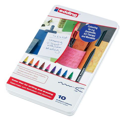 Set da 10 pennarelli Edding 1200 Color Pen colori assortiti,