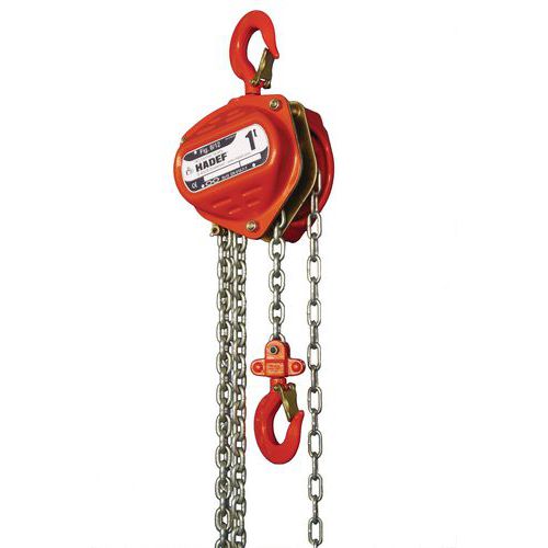 Paranco manuale 8/12 250 kg - Altezza sollevamento 3 m,