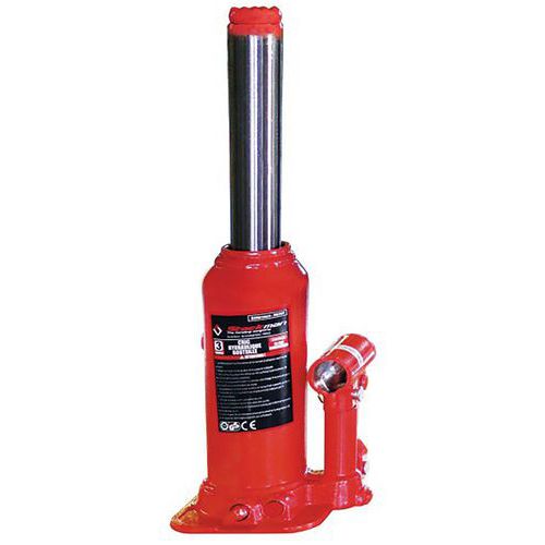 Cric idraulico a bottiglia, cilindro singolo, 3 t,