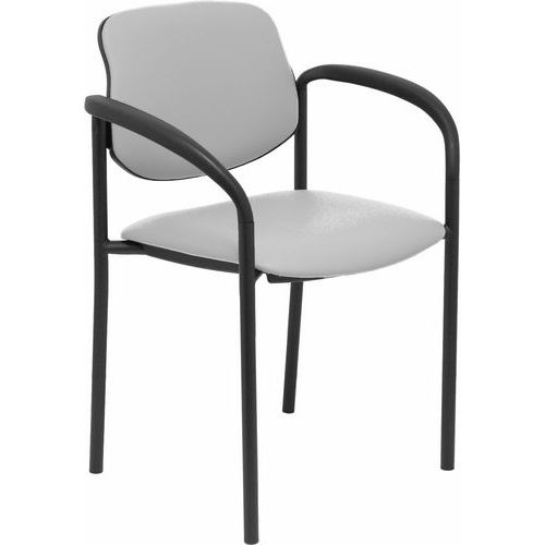 Sedia Villalgordo in similpelle con braccioli - grigio,