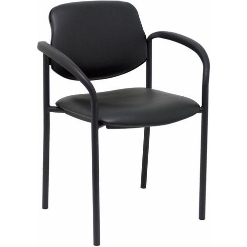 Sedia Villalgordo in similpelle con braccioli - nera,