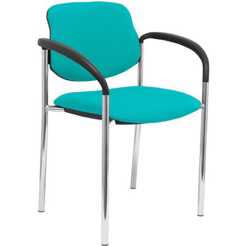 Sedia Villalgordo cromata con braccioli - Turchese,,