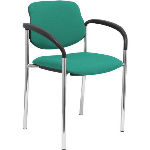 Sedia Villalgordo cromata con braccioli - Verde smeraldo,