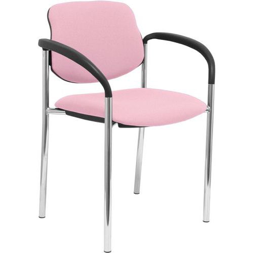 Sedia Villalgordo cromata con braccioli - Rosa,,
