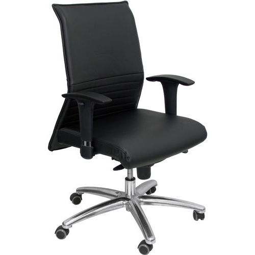 Sedia Albacete in pelle con rotelle,