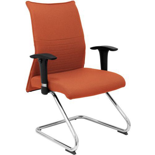 Sedia fissa Albacete con braccioli regolabili - marrone,