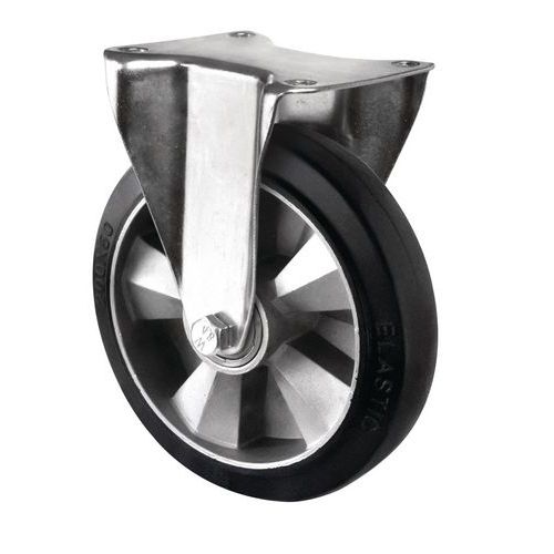 Rotella fissa con rivestimento in gomma elastica nero 200 mm 500 kg,