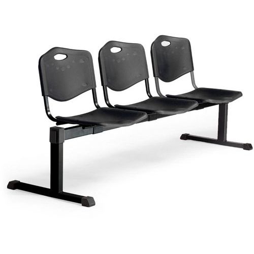 Sedia reception Robledo 3 posti in PVC - Nero,,