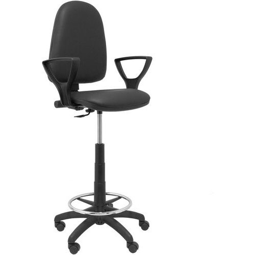 Sgabello Ayna con braccio fisso - Similpelle - Nero,,