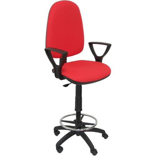 Sgabello Ayna con braccio fisso - ruota in nylon - rosso,