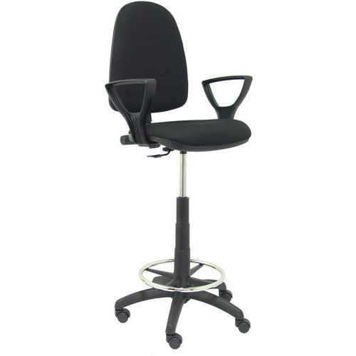 Sgabello Ayna con braccio fisso - ruota in nylon - nero,