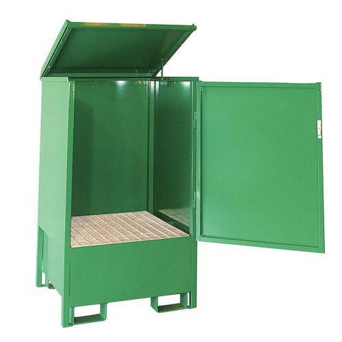 Contenitore di ritenzione 1 fusto acciaio verniciato verde 810x810x440,