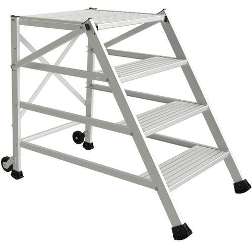 Scaletta mobile con ampia piattaforma 4 gradini,