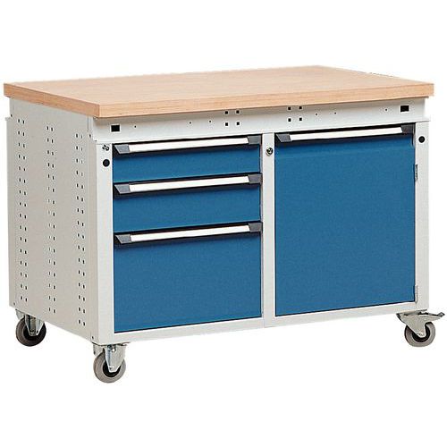 Carrello Mobile Larg. 1150 3 Cassetti+1 Ante Multistrato,