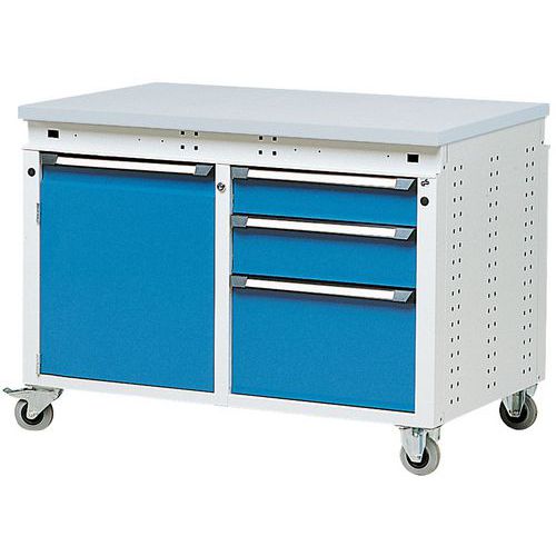 Carrello Mobile Larg. 1150 - 3 Cassetti+1 Ante Multistrato,