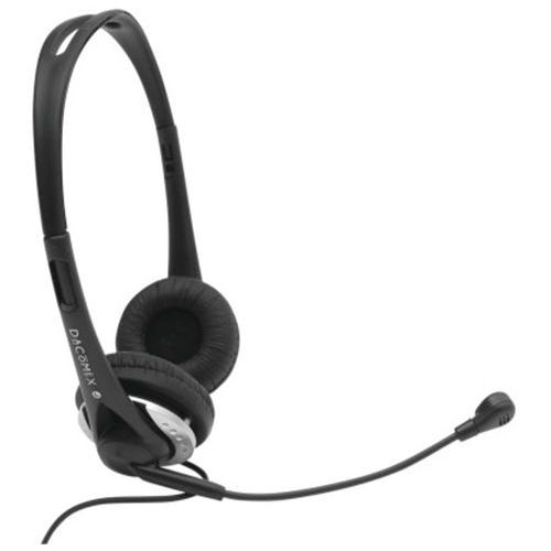 Cuffia+microfono stereo regolabile Jack 3,5mm nero/grigio,
