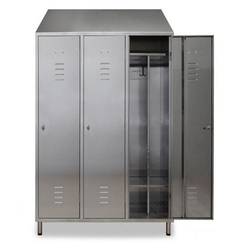 Armadio 3 ante, inox 304, sporco/pulito, lucchettabile,