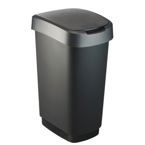 cestino 50 litri - nero/grigio,