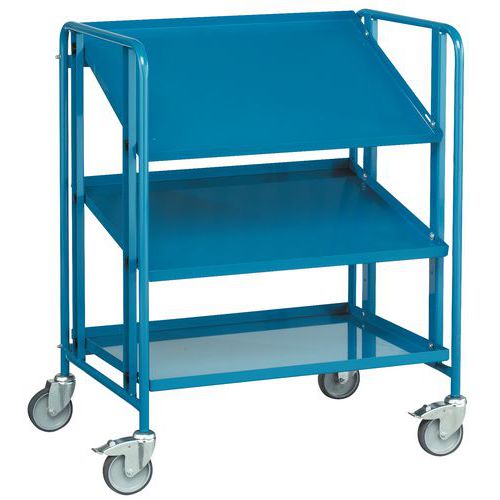 Carrello portata 200 kg 820x610 mm 3 ripiani in lamiera,