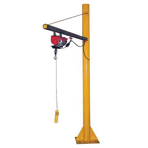 Gru a colonna con braccio triangolare - Altezza 3,85 m - Raggio 3 m - Portata 100 kg,