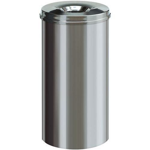 Pattumiera per carta antincendio in inox da 50 L,