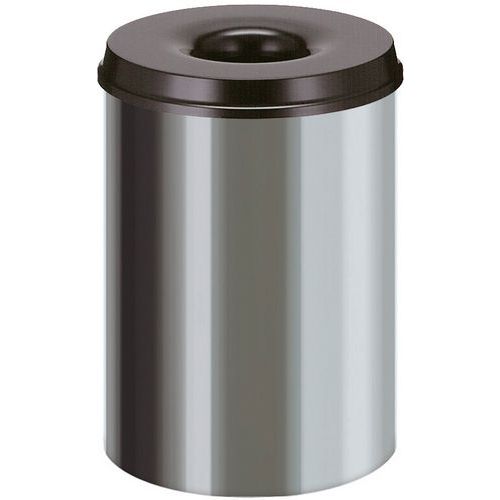 Pattumiera per carta antincendio in inox/nero 30 L,