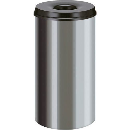 Pattumiera per carta antincendio in inox/nero 50L,
