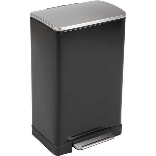 E-Cube pattumiera a pedale rettangolare 40 l nera/inox opaco,