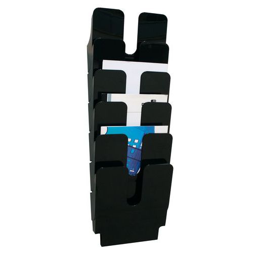 Casellario a parete Flexiplus A4 6 scomparti in verticale nero,