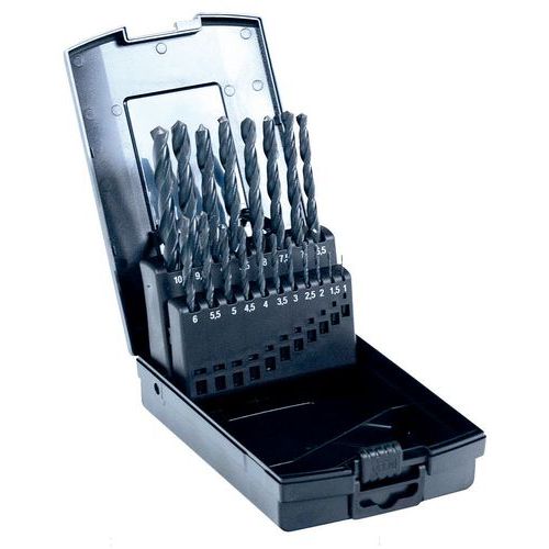 Cassetta 19 punte cilindriche HSS laminate,