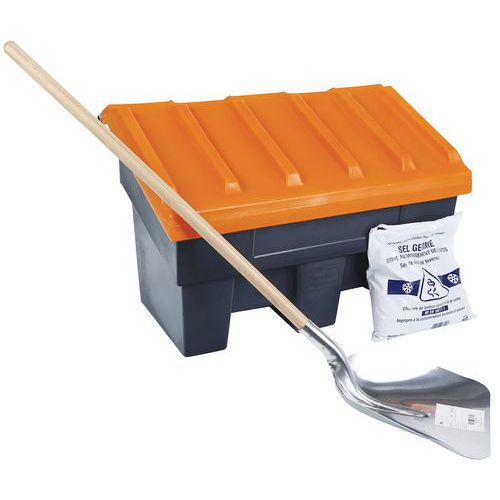 Kit 10 sacchi sale 10kg+contenitore sale+pala da neve gratis,