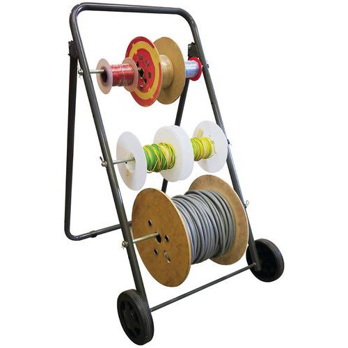 Carrello svolgitore richiudibile per bobine,