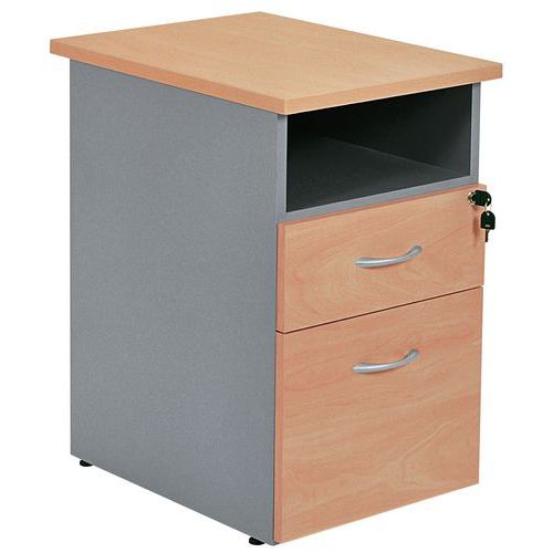 Cassettiere Altezza Scrivania Faggio/Alluminio,