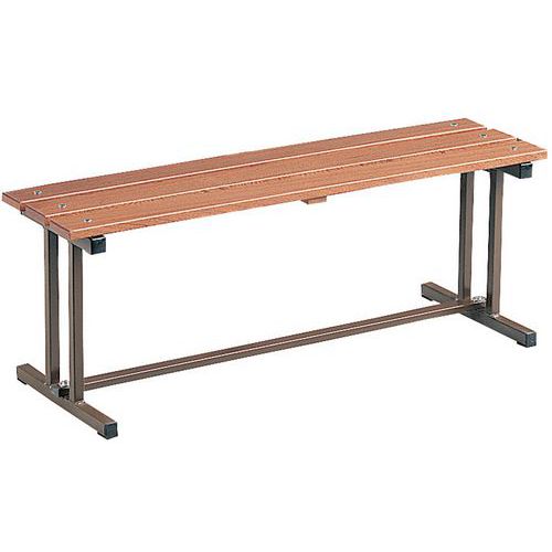 PANCA SENZA SCHIENALE LUNG. 120 CM BASE MARRONE SEDUTA LEGNO,