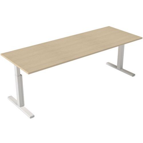 Scrivania dritta 220 x 80 cm - Base a T - Acero,