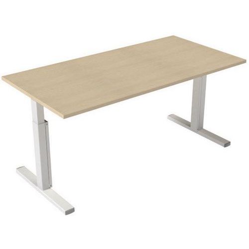 Scrivania dritta 160 x 80 cm - Base a T - Acero,