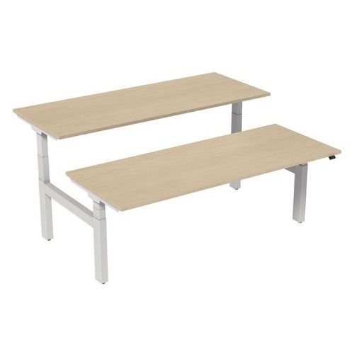 Scrivania dritta Bench elettrica 2 postazioni 200 cm - Acero,