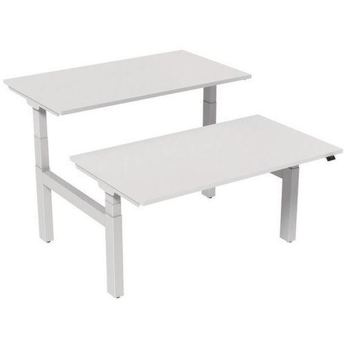 Scrivania dritta Bench elettrica 2 postazioni 140 cm -Bianca,