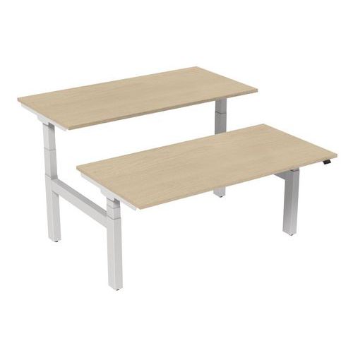 Scrivania dritta Bench elettrica 2 postazioni 160 cm - Acero,