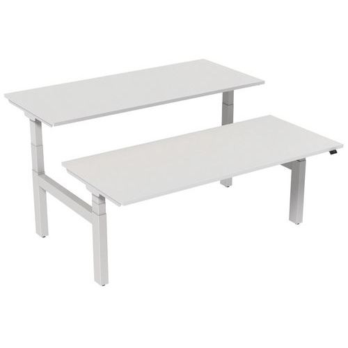 Scrivania dritta Bench elettrica 2 postazioni 180 cm -Bianca,
