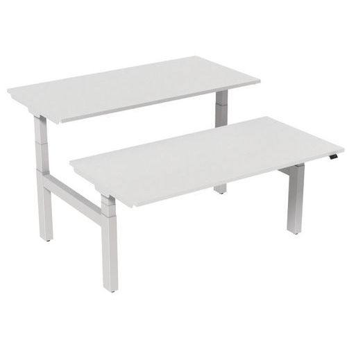 Scrivania dritta Bench elettrica 2 postazioni 160 cm -Bianca,