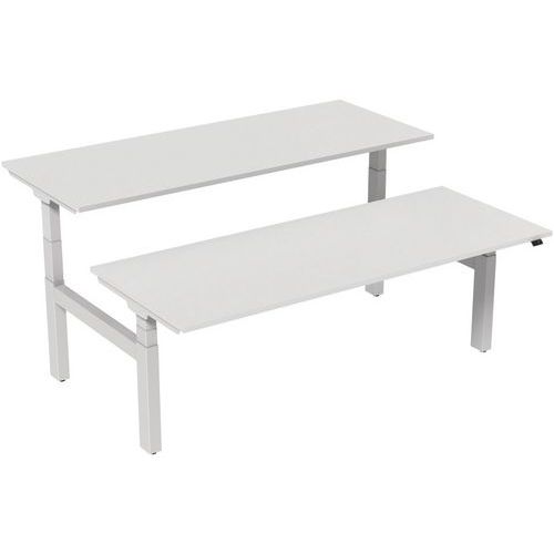 Scrivania dritta Bench elettrica 2 postazioni 200 cm -Bianca,