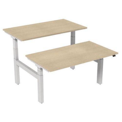 Scrivania dritta Bench elettrica 2 postazioni 140 cm - Acero,