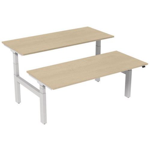 Scrivania dritta Bench elettrica 2 postazioni 180 cm - Acero,